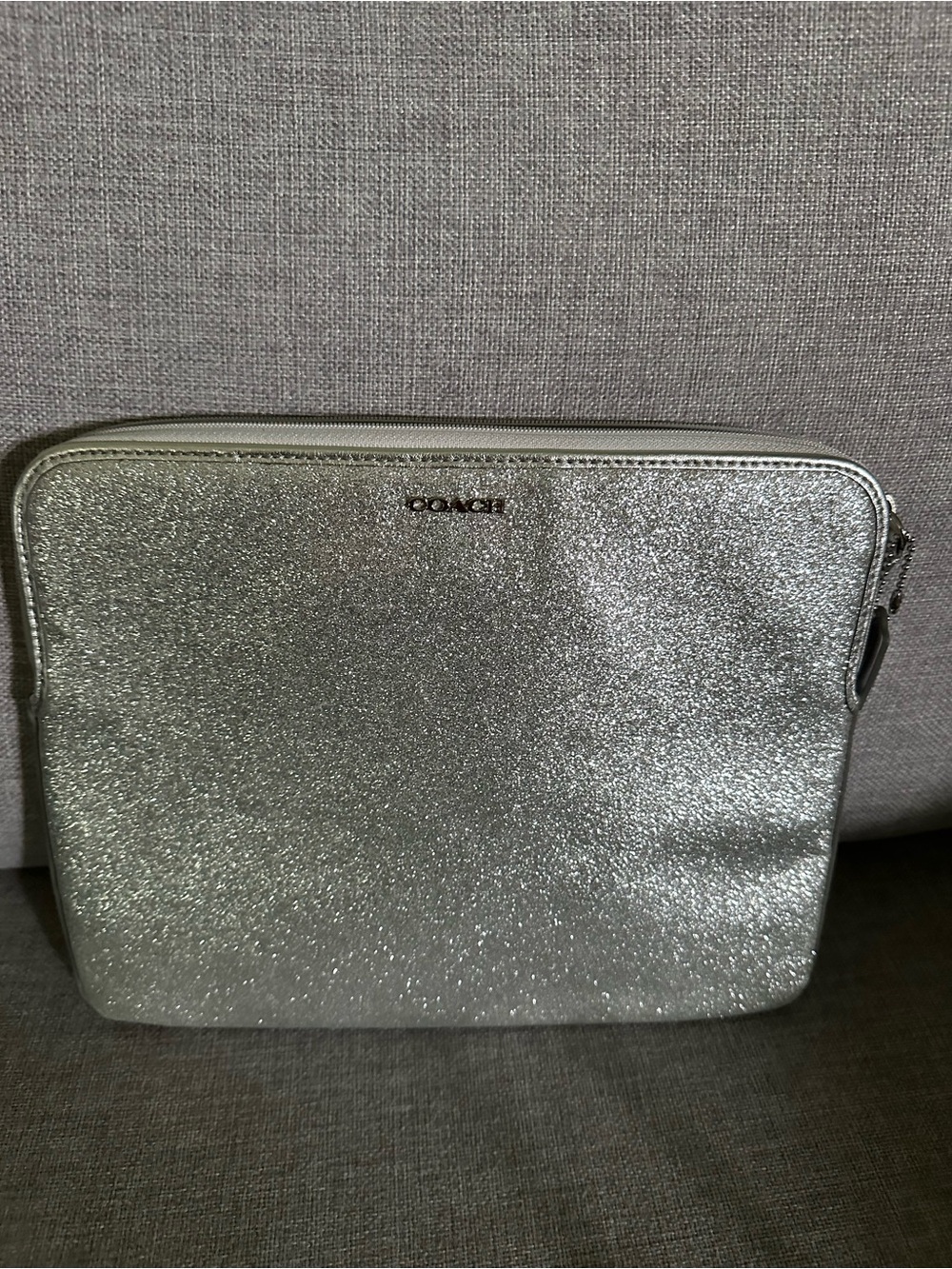 COACH Silver Glitter Zip IPad Tablet Case